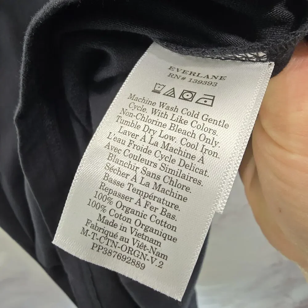 Everlane T Shirt Mens Medium Black Short Sleeve V Organic Cotton Tee Uniform - Picture 8 of 9